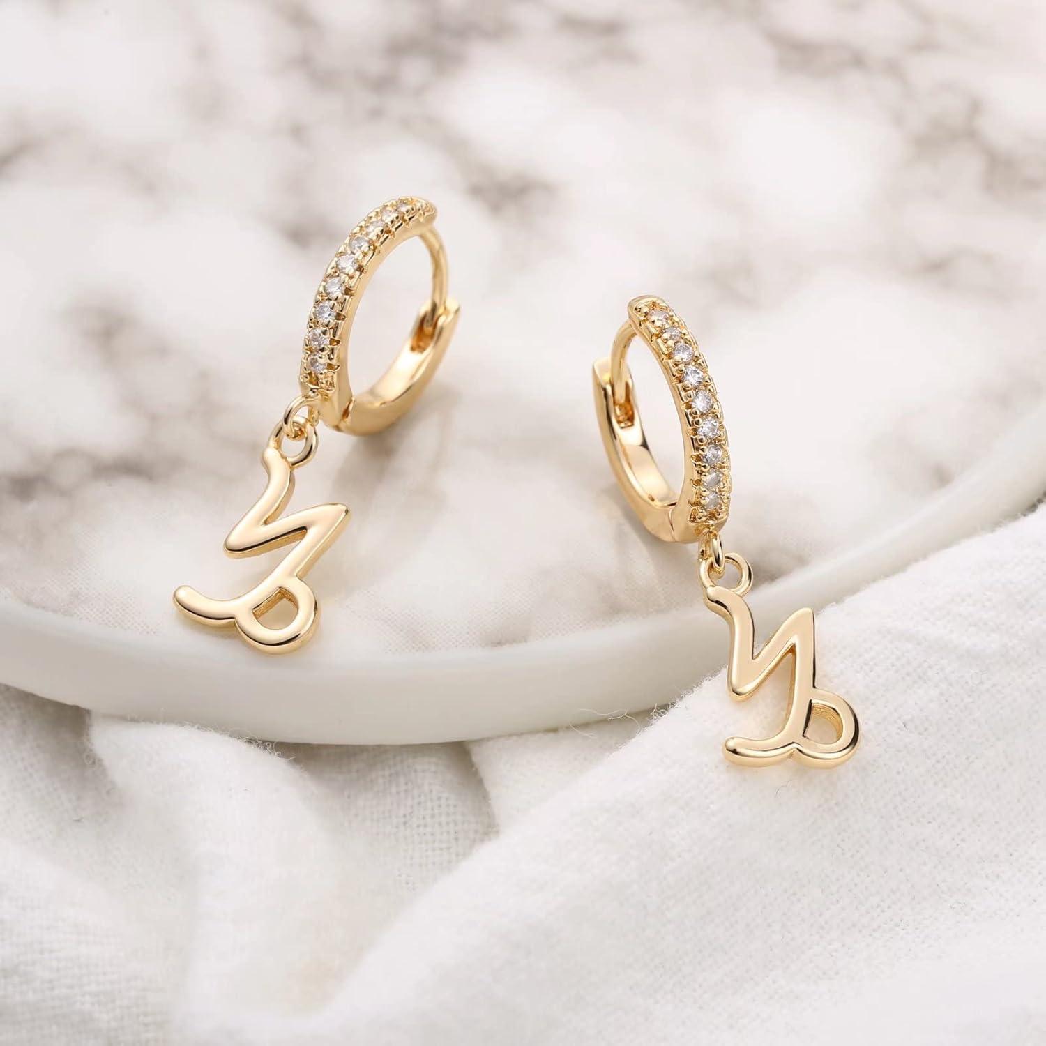 imageCapricorn Earrings Huggie Hoop S925 Sterling Sliver Post Horoscope Zodiac Gifts Constellation Astrology Gifts Capricorn Earrings Small Hypoallergenic Capricorn Earrings Gifts Jewelry for Women Girls
