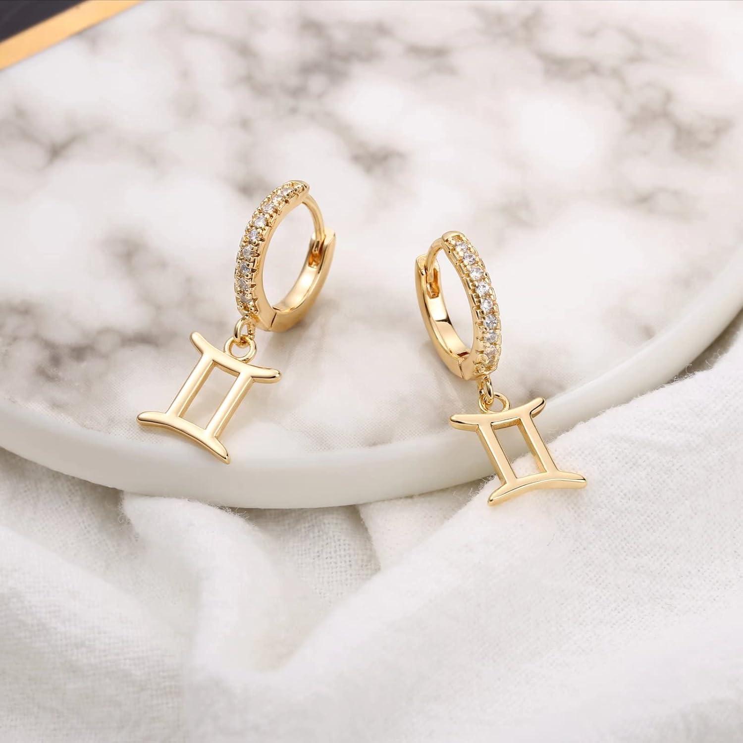 imageGemini Earrings Huggie Earrings for Women S925 Sterling Sliver Post Horoscope Zodiac Gifts Constellation Astrology Gifts Dainty Dangle Gemini Huggie Earrings Gifts for Women Jewelry
