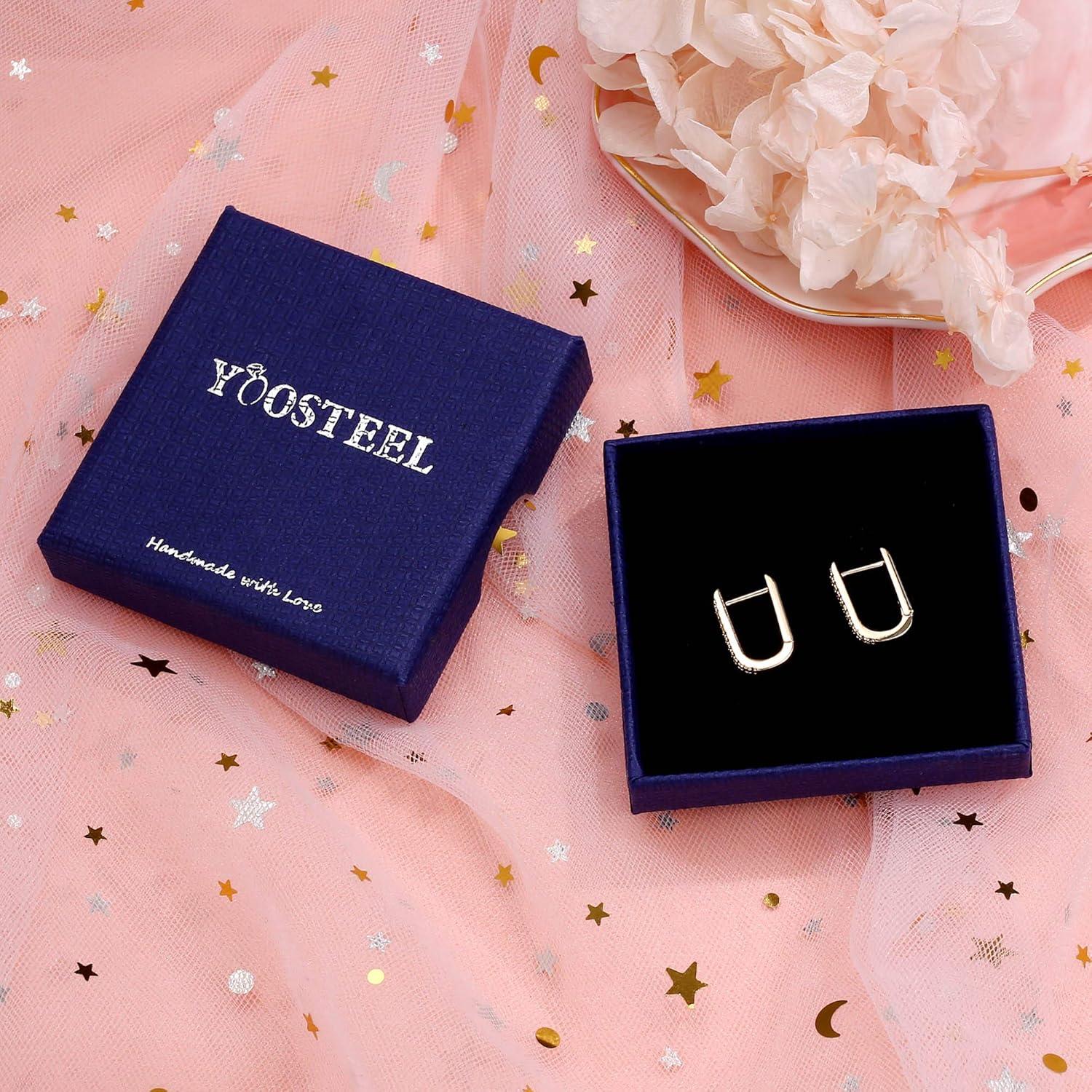 imageWhite Gold Huggie Earrings for Women S925 Sterling Silver Post Dainty UShaped CZ Cuff Huggie Earring Hypoallergenic Sleeper Huggie Earrings for Women Jewelry Gifts