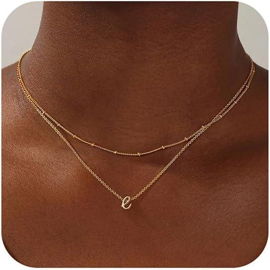 imageYoosteel Layered Initial Necklaces for Women Trendy 14K Gold Plated Letter AZ Necklace GoldSilver Initial Necklace Stack Birthday Gifts for Women Teen Girls Jewelry GiftsGold