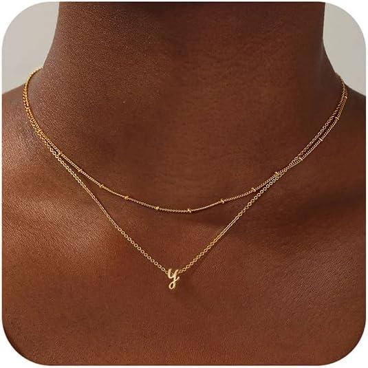 imageYoosteel Layered Initial Necklaces for Women Trendy 14K Gold Plated Letter AZ Necklace GoldSilver Initial Necklace Stack Birthday Gifts for Women Teen Girls Jewelry GiftsGold