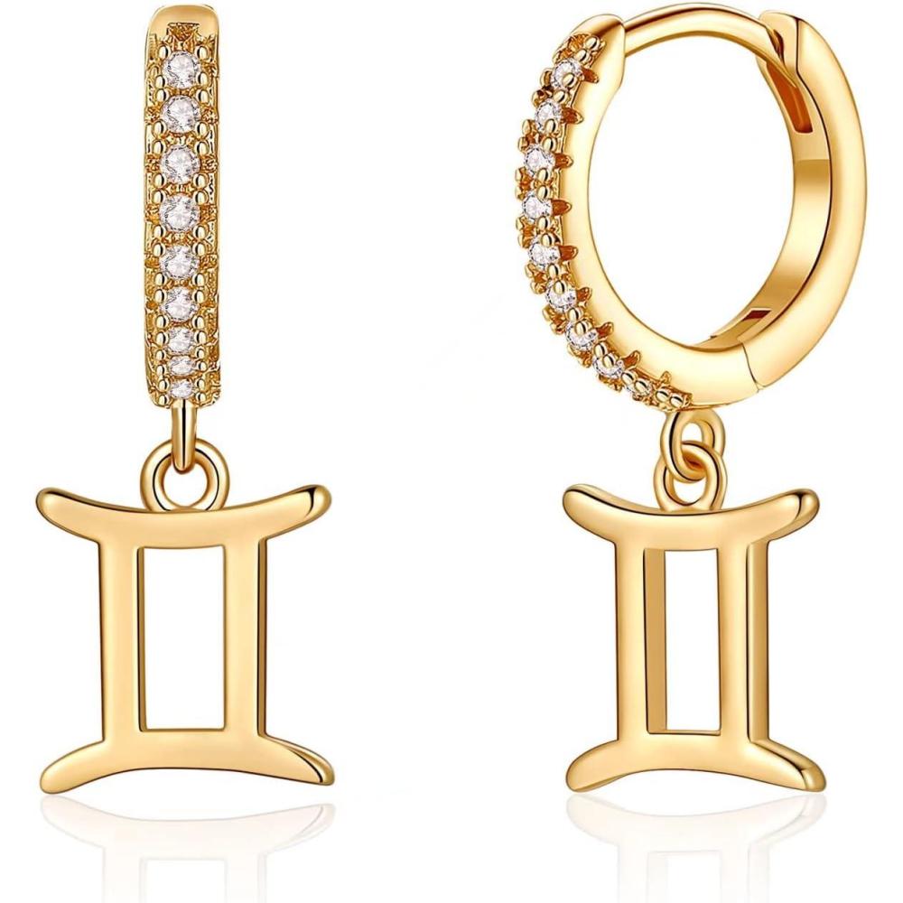 imageGemini Earrings Huggie Earrings for Women S925 Sterling Sliver Post Horoscope Zodiac Gifts Constellation Astrology Gifts Dainty Dangle Gemini Huggie Earrings Gifts for Women Jewelry