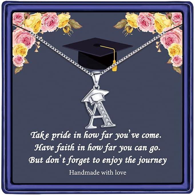 imageYoosteel Graduation Gifts for Her 2025 Initial Necklaces Graduation Cap Necklace Friendship Gifts for Women Friends Her 2025A