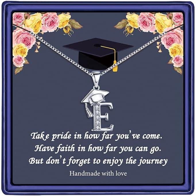 imageYoosteel Graduation Gifts for Her 2025 Initial Necklaces Graduation Cap Necklace Friendship Gifts for Women Friends Her 2025E