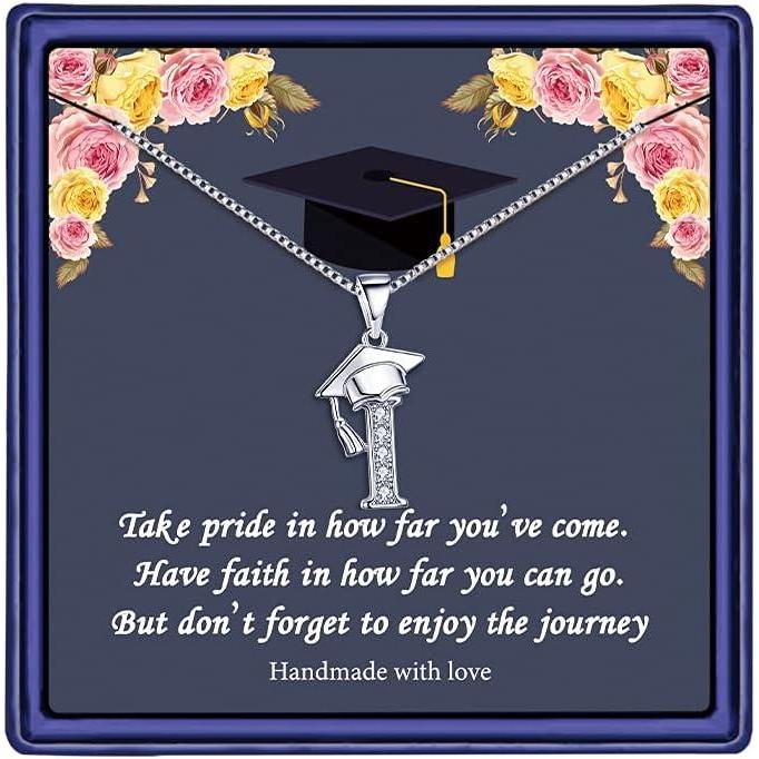imageYoosteel Graduation Gifts for Her 2025 Initial Necklaces Graduation Cap Necklace Friendship Gifts for Women Friends Her 2025I