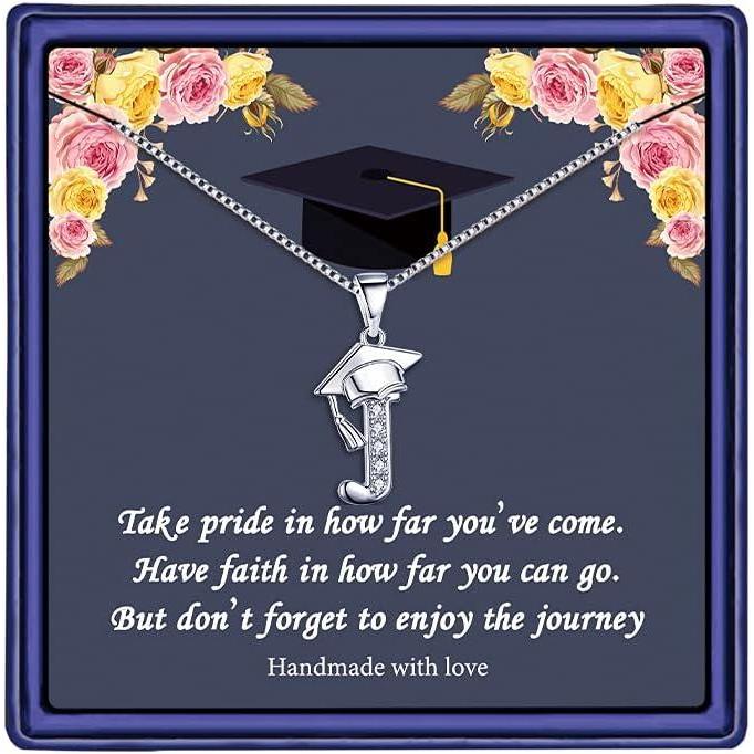 imageYoosteel Graduation Gifts for Her 2025 Initial Necklaces Graduation Cap Necklace Friendship Gifts for Women Friends Her 2025J