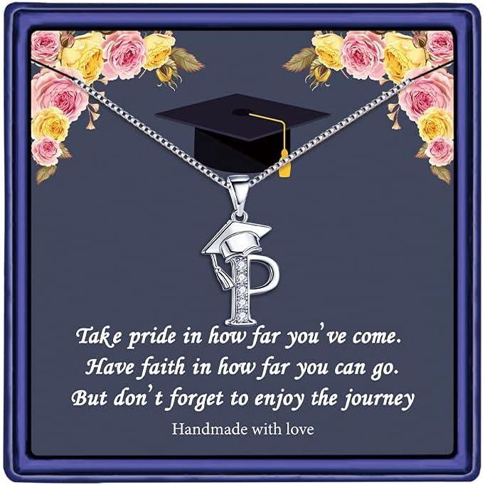imageYoosteel Graduation Gifts for Her 2025 Initial Necklaces Graduation Cap Necklace Friendship Gifts for Women Friends Her 2025P