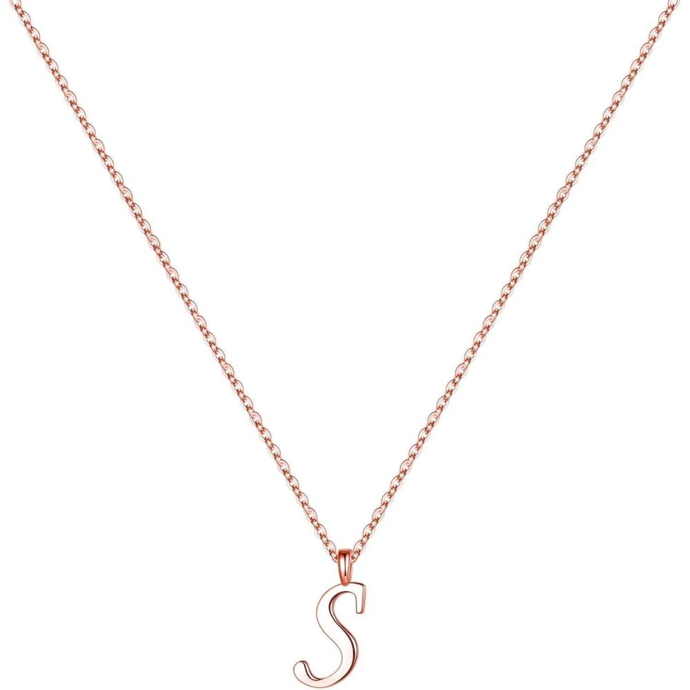 imageYoosteel S925 Sterling Silver Initial Necklaces for Women Teen Girls  Sterling Silver Initial Necklace Tiny Cursive Letter Necklace Jewelry Birthday Gifts for Women GirlsRose Gold