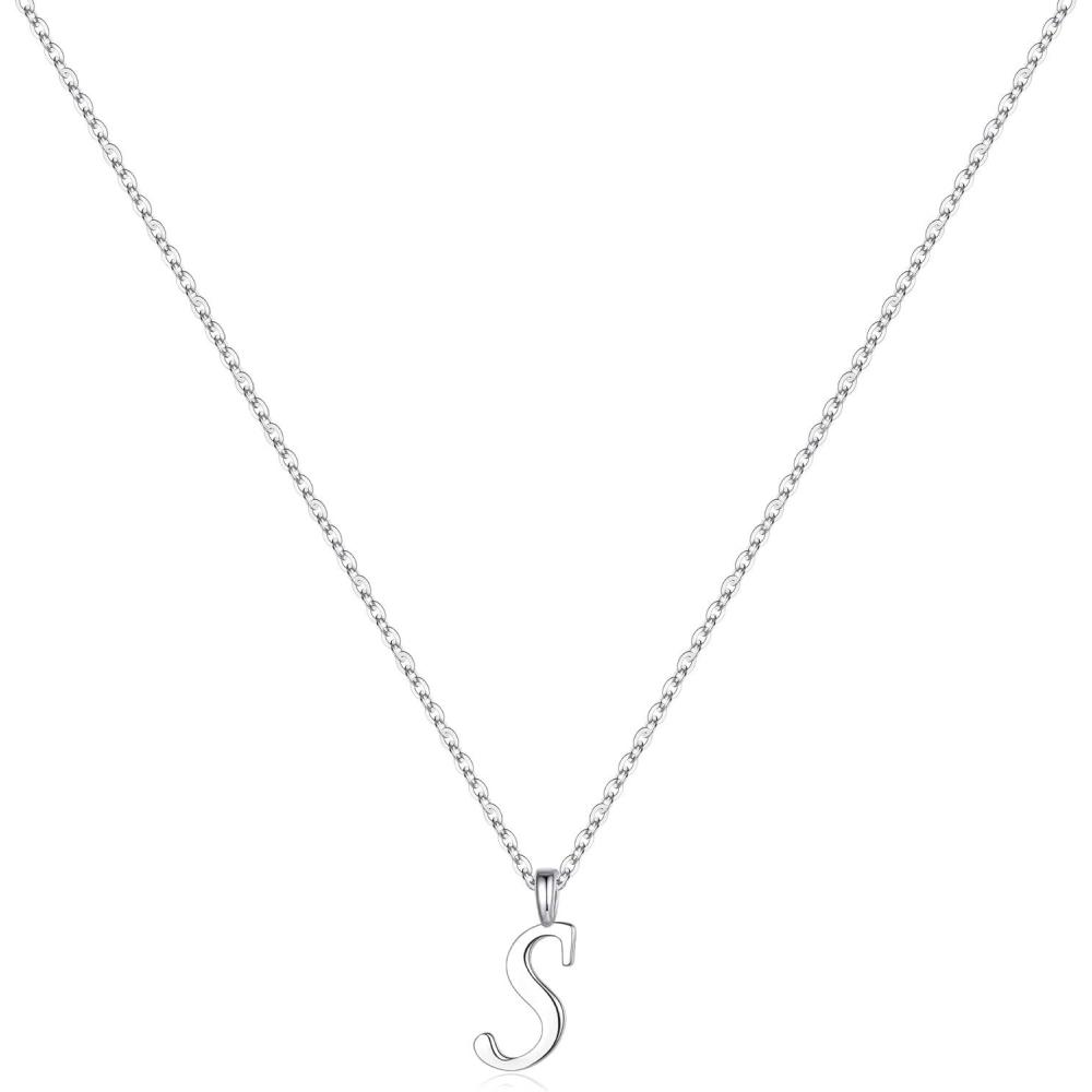 imageYoosteel S925 Sterling Silver Initial Necklaces for Women Teen Girls  Sterling Silver Initial Necklace Tiny Cursive Letter Necklace Jewelry Birthday Gifts for Women GirlsSilver