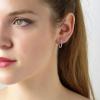 Inside-out Silver Hoop Earrings for Women Girls, S925 Sterling Silver Post White Gold Hoops Dainty Lightweight 25MM CZ Silver Oval Medium Inside-Out Hoop Earrings for Women Jewelry