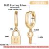 Key Lock Earrings for Women, S925 Sterling Silver Post Small Asymmetric Key Dangle Earrings Hypoallergenic Huggie Padlock Earrings for Women Jewelry Gifts
