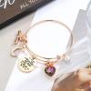 Yoosteel 2025 Graduation Gifts Initial Bracelets, Engraved Inspirational Bracelets She Believed She Could Bracelet College Graduation Gifts for Her(Rose Gold)