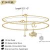 Yoosteel Elephant Initial Anklet Bracelet for Women, 14K Gold Filled Layered Ankle Bracelet Summer Boho Beach Minimalist Initial Anklet