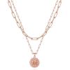Yoosteel Gold Layered Initial Necklaces for Women – 14K Gold Plated Dainty Layering Paperclip Link Chain Necklace Coin Initial Layered Necklace Birthday Gifts for Women Teen Girls(Rose Gold)