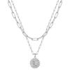 Yoosteel Gold Layered Initial Necklaces for Women – 14K Gold Plated Dainty Layering Paperclip Link Chain Necklace Coin Initial Layered Necklace Birthday Gifts for Women Teen Girls(Silver)