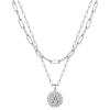 Yoosteel Gold Layered Initial Necklaces for Women – 14K Gold Plated Dainty Layering Paperclip Link Chain Necklace Coin Initial Layered Necklace Birthday Gifts for Women Teen Girls(Silver)