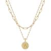 Yoosteel Gold Layered Initial Necklaces for Women – 14K Gold Plated Dainty Layering Paperclip Link Chain Necklace Coin Initial Layered Necklace Birthday Gifts for Women Teen Girls(Gold)