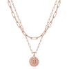 Yoosteel Gold Layered Initial Necklaces for Women – 14K Gold Plated Dainty Layering Paperclip Link Chain Necklace Coin Initial Layered Necklace Birthday Gifts for Women Teen Girls(Rose Gold)