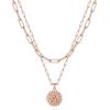 Yoosteel Gold Layered Initial Necklaces for Women – 14K Gold Plated Dainty Layering Paperclip Link Chain Necklace Coin Initial Layered Necklace Birthday Gifts for Women Teen Girls(Rose Gold)
