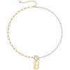 Yoosteel Pearl Initial Necklace for Women, Dainty Pearl Chain Choker Initial Necklaces for Women Toggle Clasp Paperclip Link Chain Necklace Jewelry Gifts(Gold)