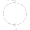 Yoosteel Pearl Initial Necklace for Women, Dainty Pearl Chain Choker Initial Necklaces for Women Toggle Clasp Paperclip Link Chain Necklace Jewelry Gifts(Silver)