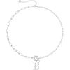 Yoosteel Pearl Initial Necklace for Women, Dainty Pearl Chain Choker Initial Necklaces for Women Toggle Clasp Paperclip Link Chain Necklace Jewelry Gifts(Silver)
