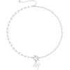 Yoosteel Pearl Initial Necklace for Women, Dainty Pearl Chain Choker Initial Necklaces for Women Toggle Clasp Paperclip Link Chain Necklace Jewelry Gifts(Silver)