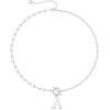 Yoosteel Pearl Initial Necklace for Women, Dainty Pearl Chain Choker Initial Necklaces for Women Toggle Clasp Paperclip Link Chain Necklace Jewelry Gifts(Silver)