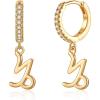 Capricorn Earrings Huggie Hoop, S925 Sterling Sliver Post Horoscope Zodiac Gifts Constellation Astrology Gifts Capricorn Earrings Small Hypoallergenic Capricorn Earrings Gifts Jewelry for Women Girls
