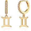 Gemini Earrings Huggie Earrings for Women, S925 Sterling Sliver Post Horoscope Zodiac Gifts Constellation Astrology Gifts Dainty Dangle Gemini Huggie Earrings Gifts for Women Jewelry