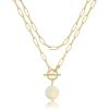 Gold Layered Necklaces for Women, 14K Gold Plated Vintage Evil Eye Queen Elizabeth Bee Sun and Moon Medallion Necklace Retro Choker Chain Link Necklace Gold Layered Necklaces for Women Jewelry(“Pearl)