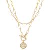 Gold Layered Necklaces for Women, 14K Gold Plated Vintage Evil Eye Queen Elizabeth Bee Sun and Moon Medallion Necklace Retro Choker Chain Link Necklace Gold Layered Necklaces for Women Jewelry(Triangle Evil Eye)