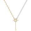 Gold Layered Necklaces for Women, 14K Gold Plated Vintage Evil Eye Queen Elizabeth Bee Sun and Moon Medallion Necklace Retro Choker Chain Link Necklace Gold Layered Necklaces for Women Jewelry(Half Pearl Half Chain)