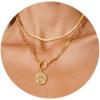 Gold Layered Necklaces for Women, 14K Gold Plated Vintage Evil Eye Queen Elizabeth Bee Sun and Moon Medallion Necklace Retro Choker Chain Link Necklace Gold Layered Necklaces for Women Jewelry(Bee)