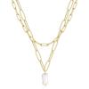 Gold Layered Necklaces for Women, 14K Gold Plated Vintage Evil Eye Queen Elizabeth Bee Sun and Moon Medallion Necklace Retro Choker Chain Link Necklace Gold Layered Necklaces for Women Jewelry(Irregular Pearl)