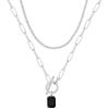 Gold Layered Necklaces for Women, 14K Gold Plated Vintage Evil Eye Queen Elizabeth Bee Sun and Moon Medallion Necklace Retro Choker Chain Link Necklace Gold Layered Necklaces for Women Jewelry(Black Stone-White Gold)