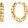 Gold Twist Earrings for Women, S925 Sterling Silver Post Small Twist Huggie Sleeper Earring Asymetric Huggie Twist Earrings Fashion Jewelry for Women