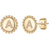 Initial Earrings for Girls Kids, S925 Sterling Silver Post Gold Plated Cute Letter A Earrings Hypoallergenic Disc Stud Earrings for Girls Kids Earrings Toddler Earrings for Girls Jewelry