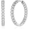 Inside-out Silver Hoop Earrings for Women Girls, S925 Sterling Silver Post White Gold Hoops Dainty Lightweight 25MM CZ Silver Oval Medium Inside-Out Hoop Earrings for Women Jewelry