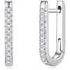 White Gold Huggie Earrings for Women, S925 Sterling Silver Post Dainty U-Shaped CZ Cuff Huggie Earring Hypoallergenic Sleeper Huggie Earrings for Women Jewelry Gifts