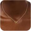 Yoosteel 14K-Gold-Plated Necklace for Girls Women – Dainty Bow Necklaces Cute Choker Small Tiny Bow Pendant Chain Necklace Trendy Jewelry Gift for Teen Girl Women(Dot Bow)