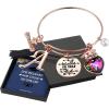Yoosteel 2025 Graduation Gifts Initial Bracelets, Engraved Inspirational Bracelets She Believed She Could Bracelet College Graduation Gifts for Her(Rose Gold)