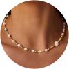 Yoosteel Beaded Necklace for Girls Women – Colorful Bead Choker Necklaces 14K-Gold-Plated Cute Boho Pearls Beaded Necklace Trendy Jewelry Gifts for Teen Girl Women(Flower Pearl Colorful Bead)