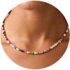 Yoosteel Beaded Necklace for Girls Women – Colorful Bead Choker Necklaces 14K-Gold-Plated Cute Boho Pearls Beaded Necklace Trendy Jewelry Gifts for Teen Girl Women(Oval Pearl Colorful Bead)
