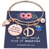 Yoosteel Butterfly Initial Bracelets for Teen Girls Women Gifts – Initial Charm Be Your Own Kind of Beautiful Inspirational Expandable Bangle Bracelets Gifts for Girls Women Jewelry Gifts(D-Rose Gold)