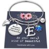 Yoosteel Butterfly Initial Bracelets for Teen Girls Women Gifts – Initial Charm Be Your Own Kind of Beautiful Inspirational Expandable Bangle Bracelets Gifts for Girls Women Jewelry Gifts(E-Silver)