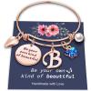 Yoosteel Butterfly Initial Bracelets for Teen Girls Women Gifts – Initial Charm Be Your Own Kind of Beautiful Inspirational Expandable Bangle Bracelets Gifts for Girls Women Jewelry Gifts(B-Rose Gold)