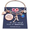 Yoosteel Butterfly Initial Bracelets for Teen Girls Women Gifts – Initial Charm Be Your Own Kind of Beautiful Inspirational Expandable Bangle Bracelets Gifts for Girls Women Jewelry Gifts(A-Rose Gold)