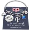 Yoosteel Butterfly Initial Bracelets for Teen Girls Women Gifts – Initial Charm Be Your Own Kind of Beautiful Inspirational Expandable Bangle Bracelets Gifts for Girls Women Jewelry Gifts(F-Silver)