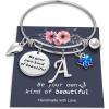 Yoosteel Butterfly Initial Bracelets for Teen Girls Women Gifts – Initial Charm Be Your Own Kind of Beautiful Inspirational Expandable Bangle Bracelets Gifts for Girls Women Jewelry Gifts(A-Silver)
